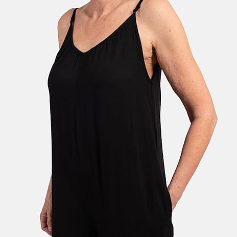 MITZY Viscose Strappy Jumpsuit (Size S) - Black
