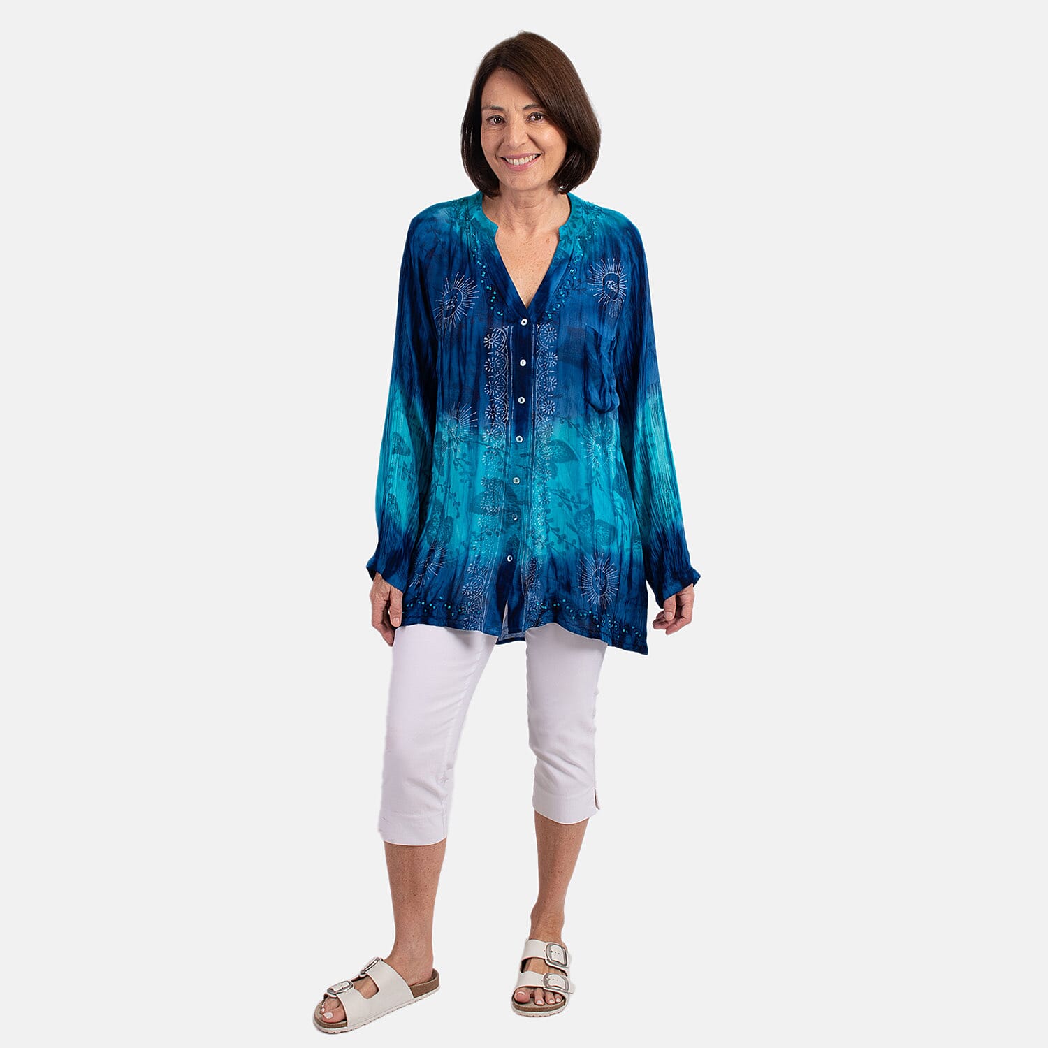 MITZY 100% Viscose Ladies Shirt (Size 10 - 12) - Turquoise