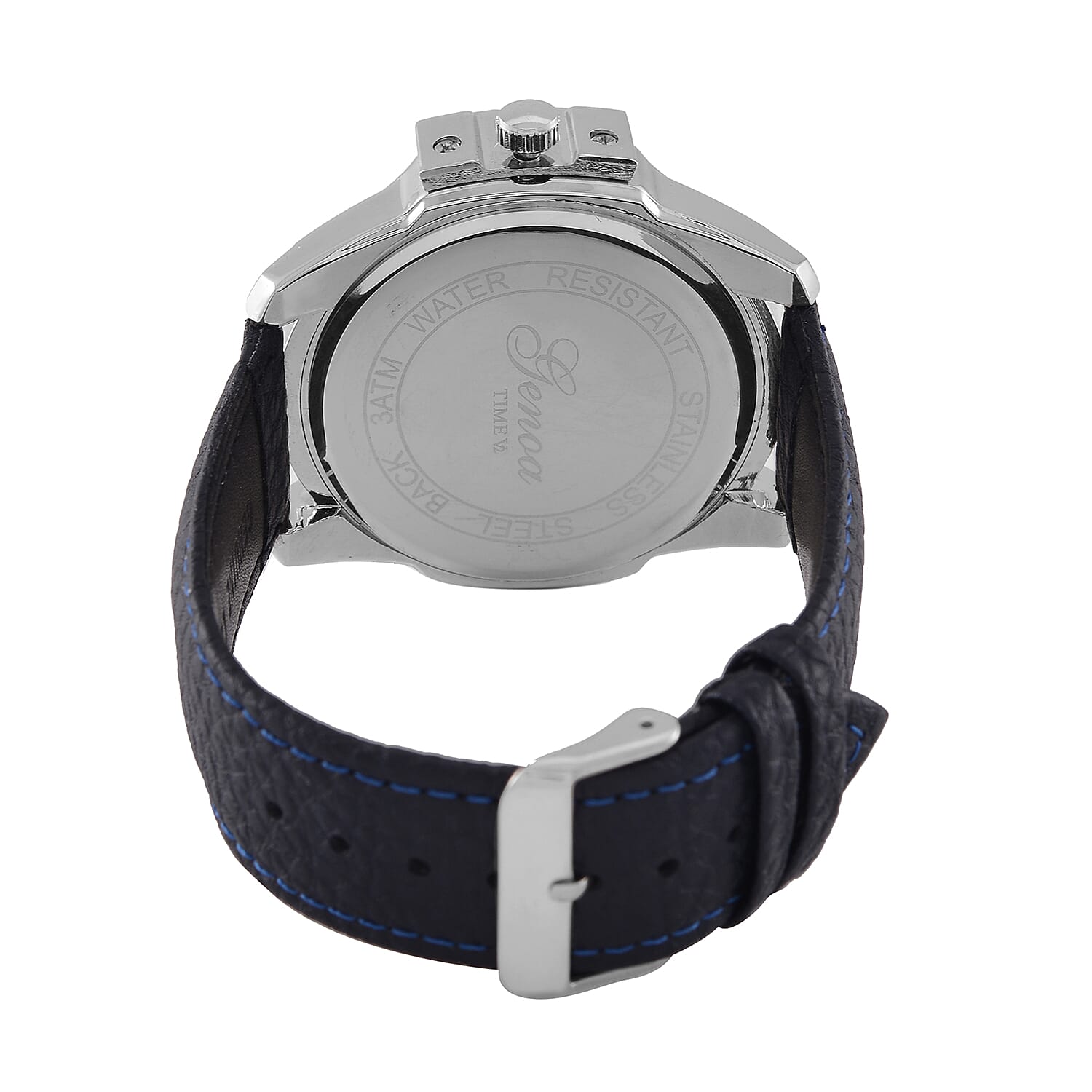 GENOA Japan Movt. 3ATM WR Blue Dial Watch with Blue Leather Strap