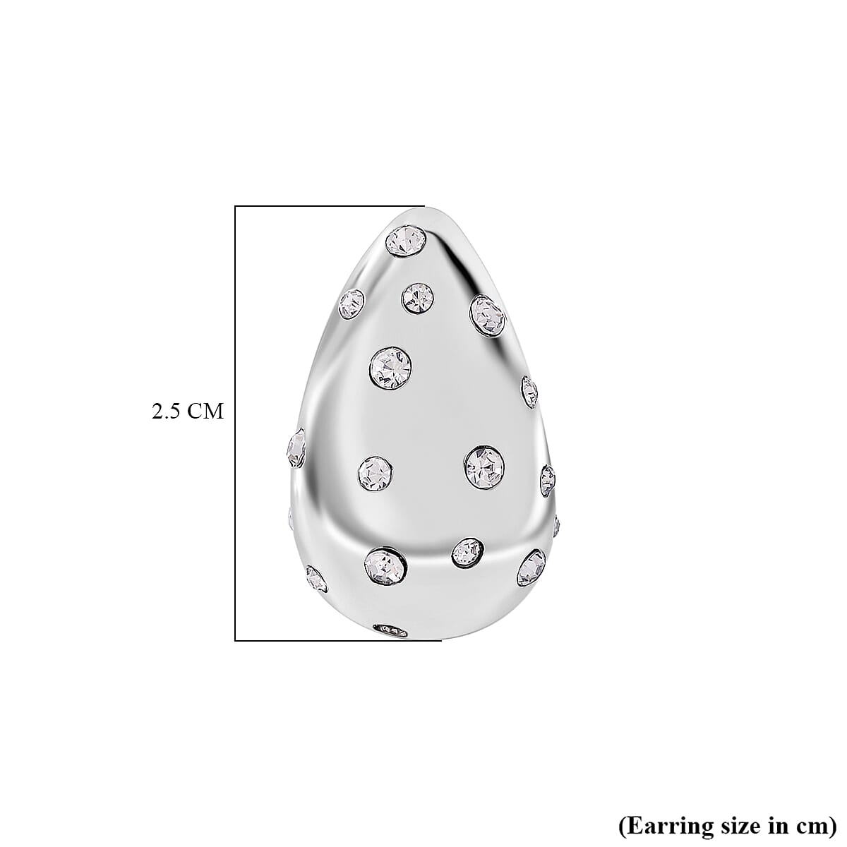 White Swarovski Crystal Push Back Earring in Silver Tone