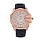 GENOA Japan Movt. 3ATM WR Rose Gold Finish Silver Dial Watch with Blue Leather Strap