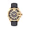 GENOA Japan Movt. 3ATM WR Gold Finish Black Dial Watch with Black Leather Strap