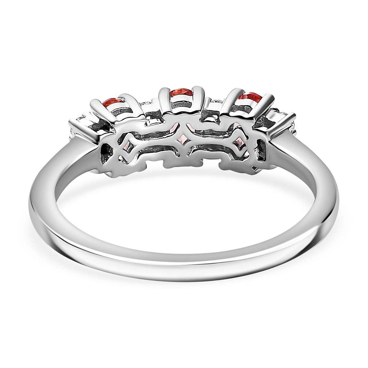 Extremely Rare 950 Platinum AAA Padparadscha Sapphire & White Diamond Band Ring 1.00 ct. Platinum Wt 4.00 Gms