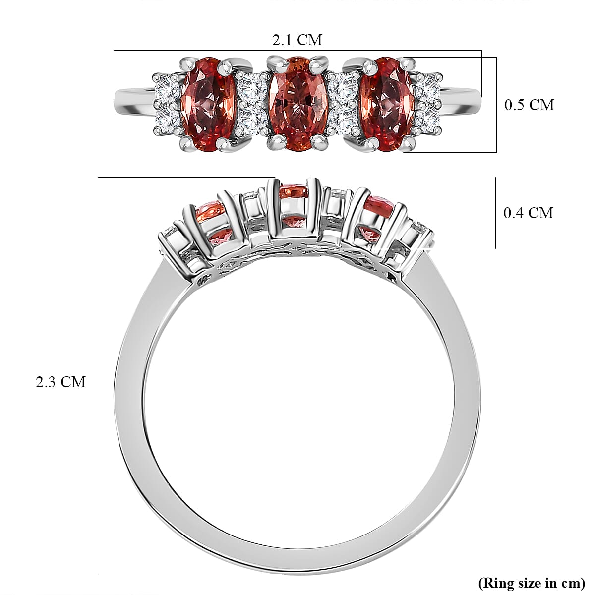 Extremely Rare 950 Platinum AAA Padparadscha Sapphire & White Diamond Band Ring 1.00 ct. Platinum Wt 4.00 Gms