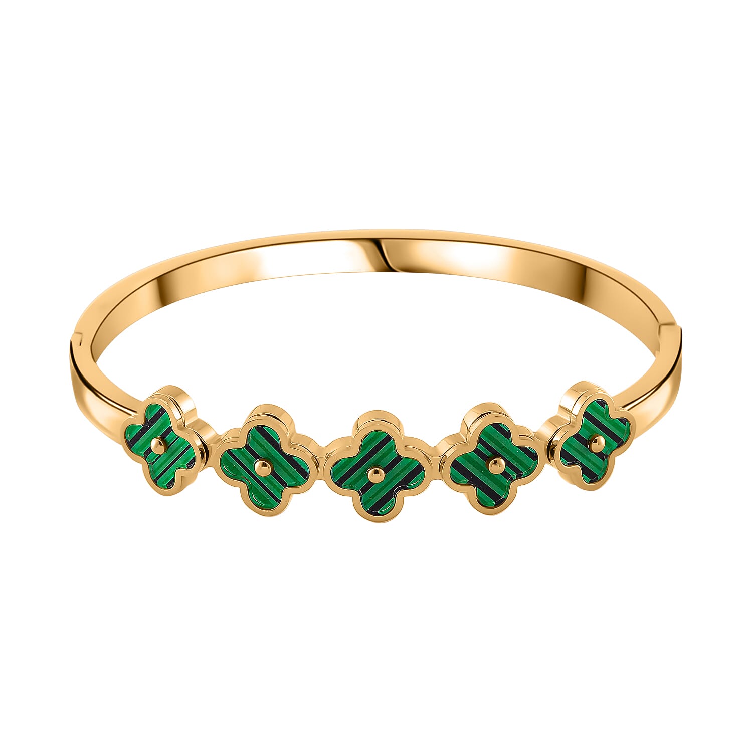 Created Malachite Bangle Pure White Stainless Steel