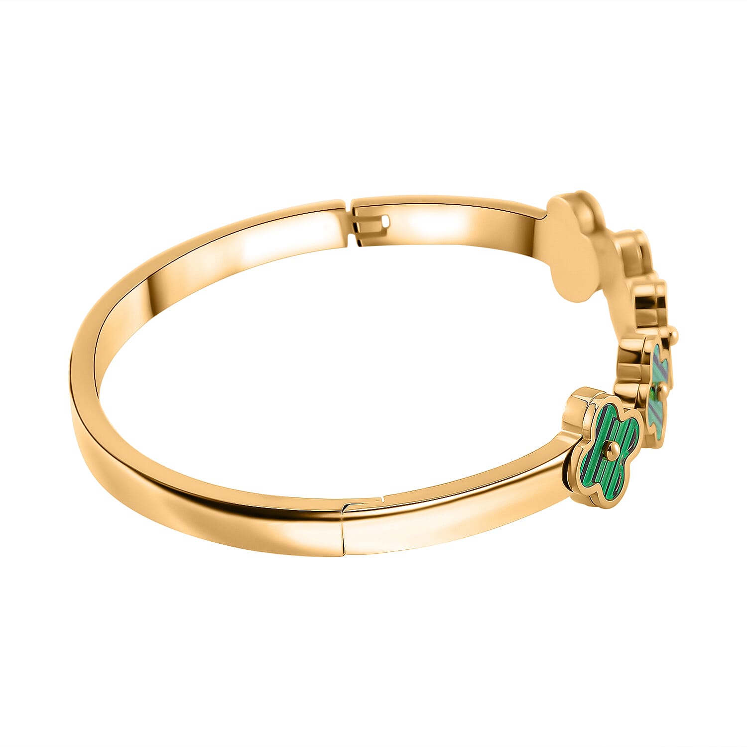 Created Malachite Bangle Pure White Stainless Steel