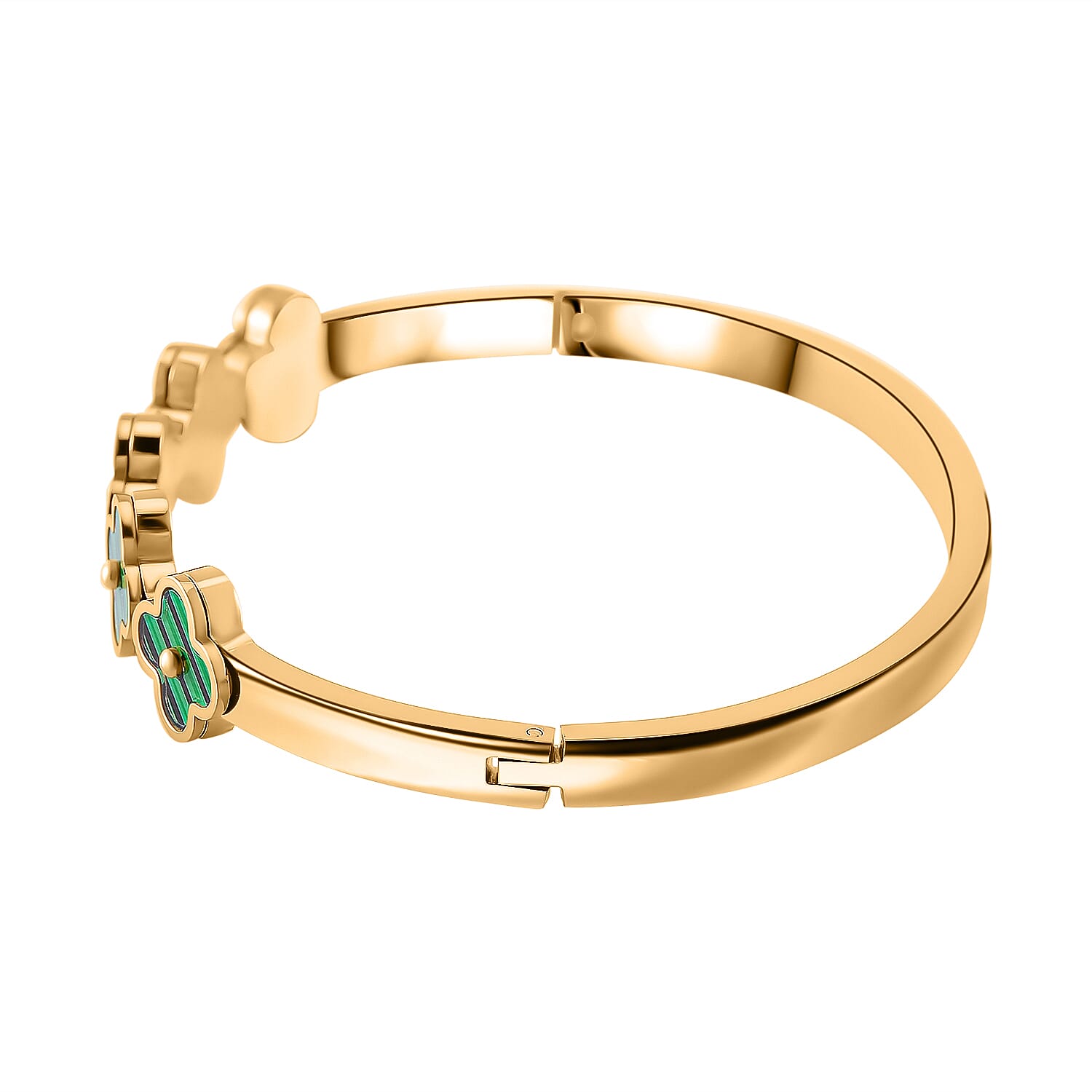 Created Malachite Bangle Pure White Stainless Steel