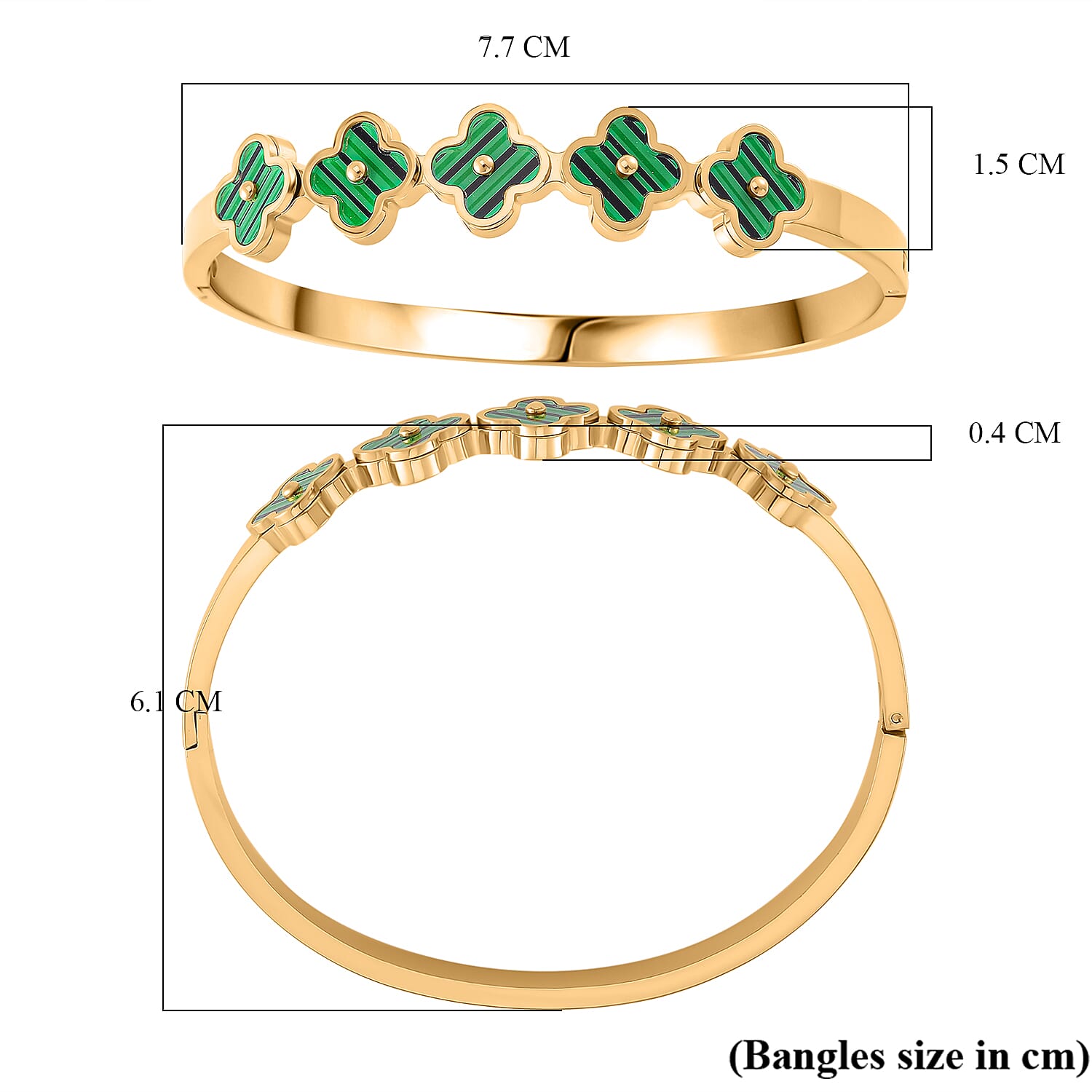Created Malachite Bangle Pure White Stainless Steel