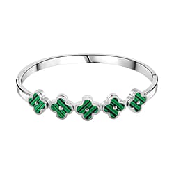 Created Malachite Bangle Pure White Stainless Steel