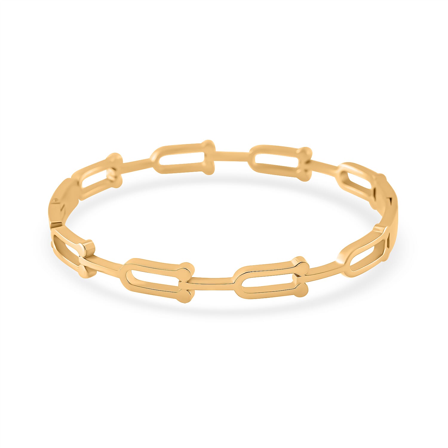 White Austrian Crystal Bangle (Size - 7.5) With Enamel in Yellow Gold Tone