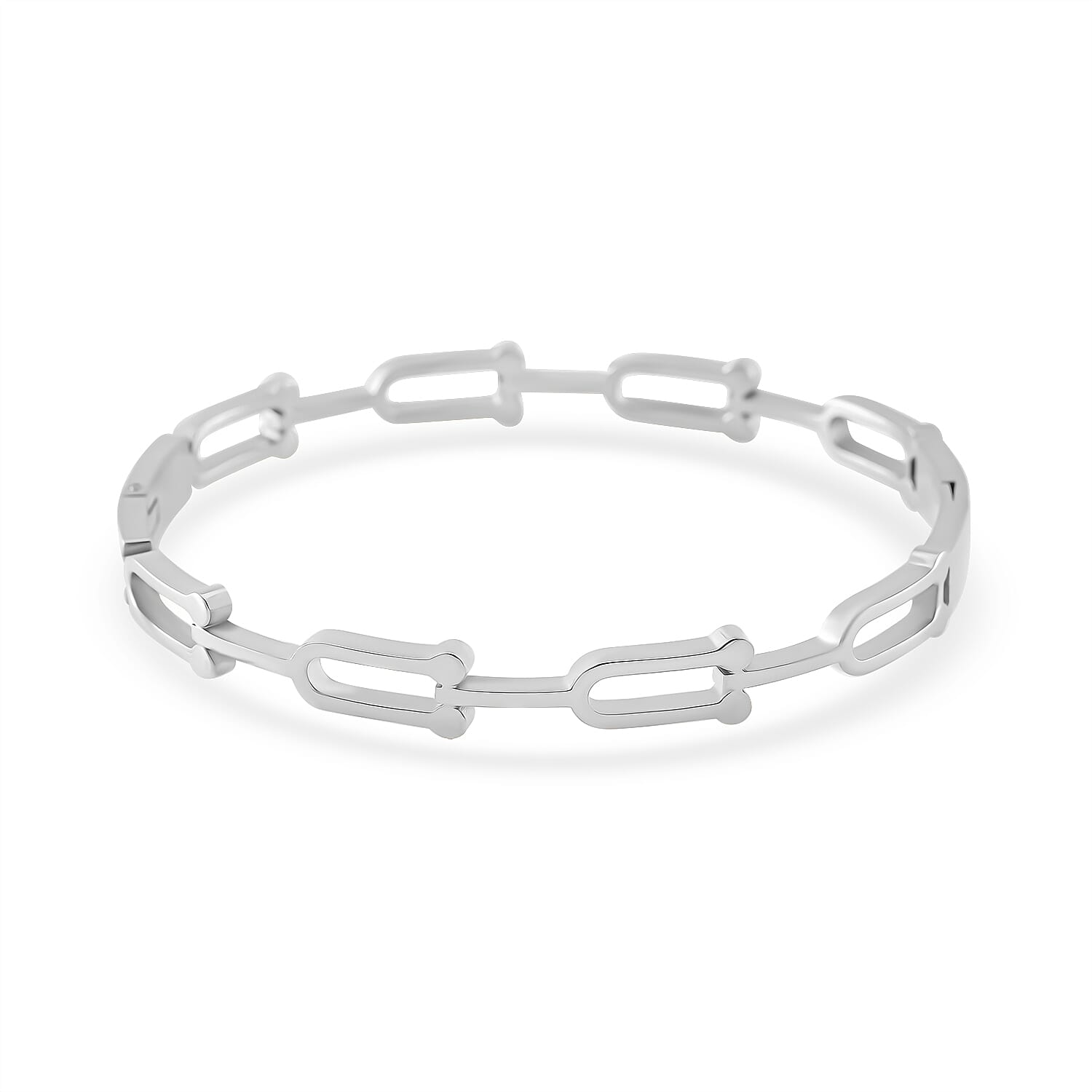 White Austrian Crystal Bangle (Size -7.5) with Enamel