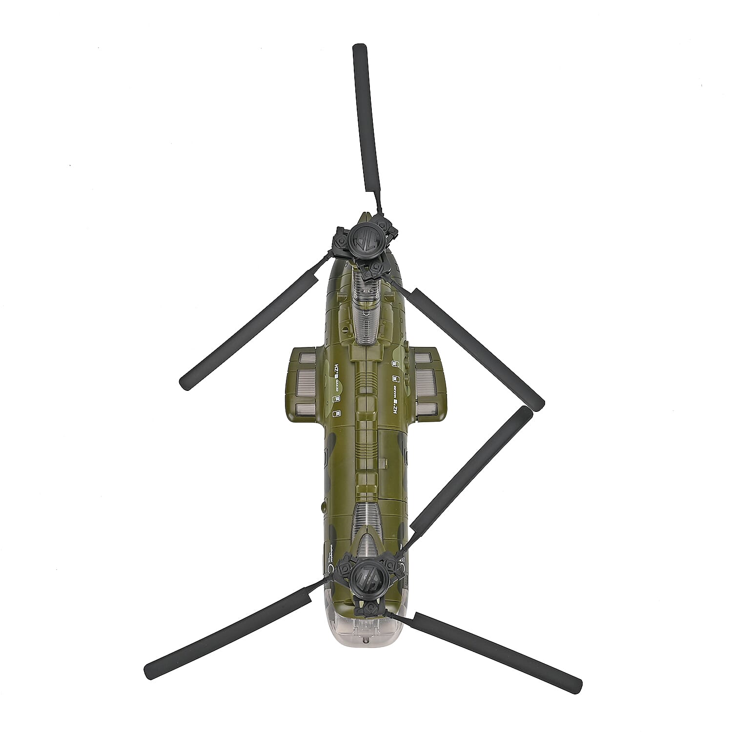 Chinook Army Helicopter - Rechargeable toy with light and music, and 3 army tanks - Green