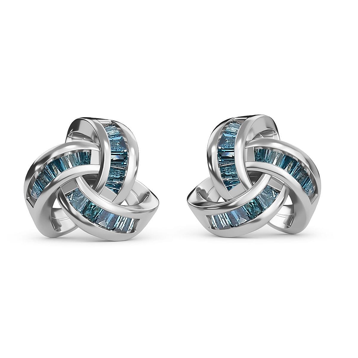 Back By Popular Demand - Blue Diamond  Fancy Earring in rhodium Sterling Silver 0.20 ct