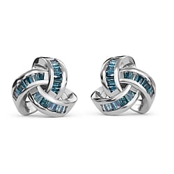 Back By Popular Demand  - Green Diamond  Fancy Earring in Rhodium Overlay Sterling Silver