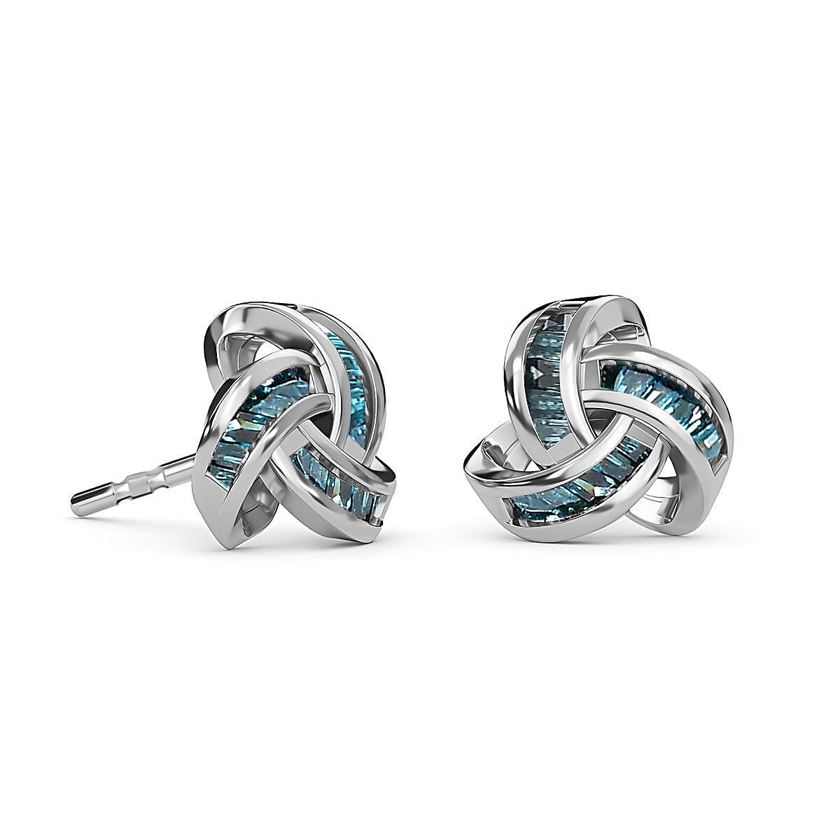 Back By Popular Demand - Blue Diamond  Fancy Earring in rhodium Sterling Silver 0.20 ct