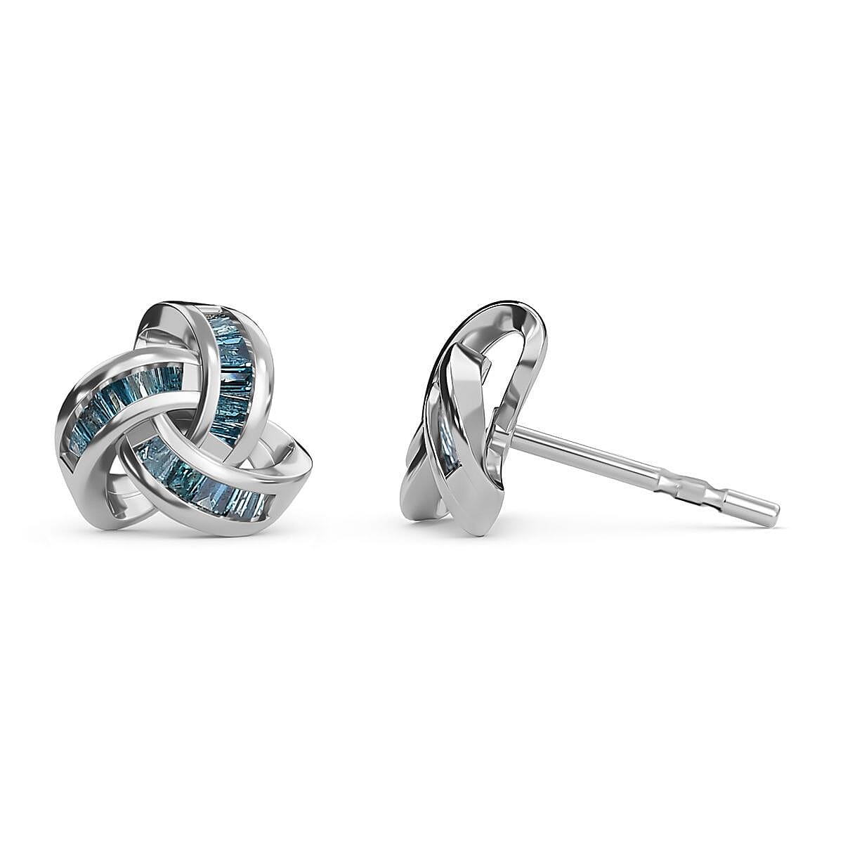 Back By Popular Demand - Blue Diamond  Fancy Earring in rhodium Sterling Silver 0.20 ct