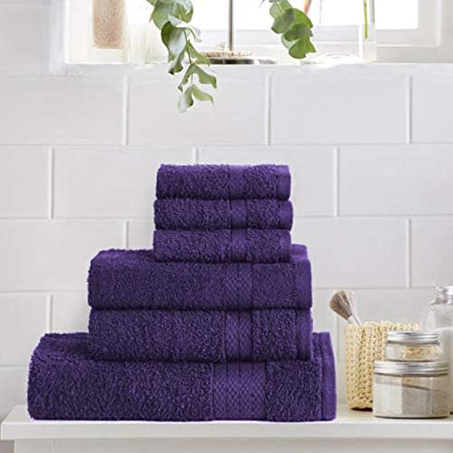 6 Piece Towel Set - 1 Bath Towel, 2 Hand Towels and 3 Washcloths Cotton Hotel Quality Super Soft and Highly Absorbent - Aubergine