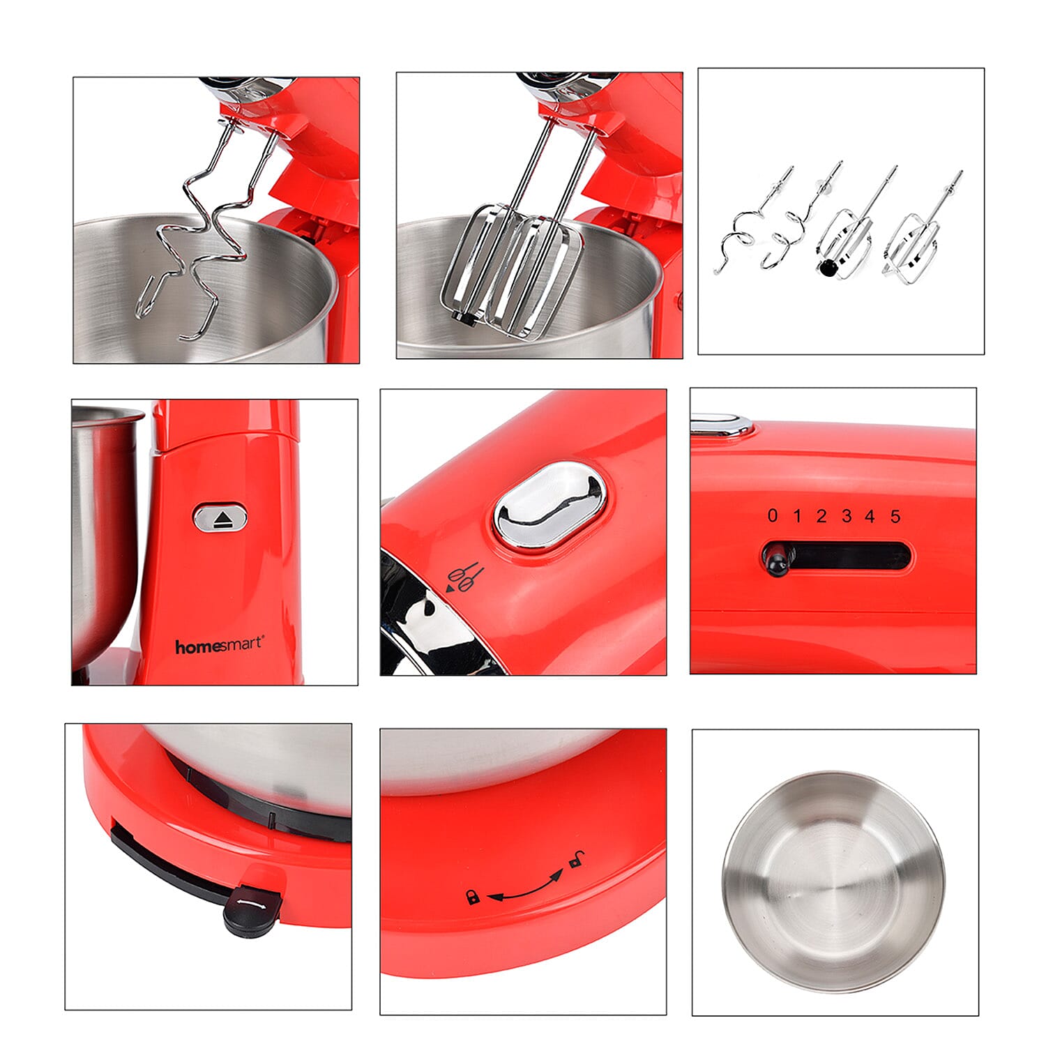 Multi-purpose Stand Mixer with 3.5L Capacity- Red