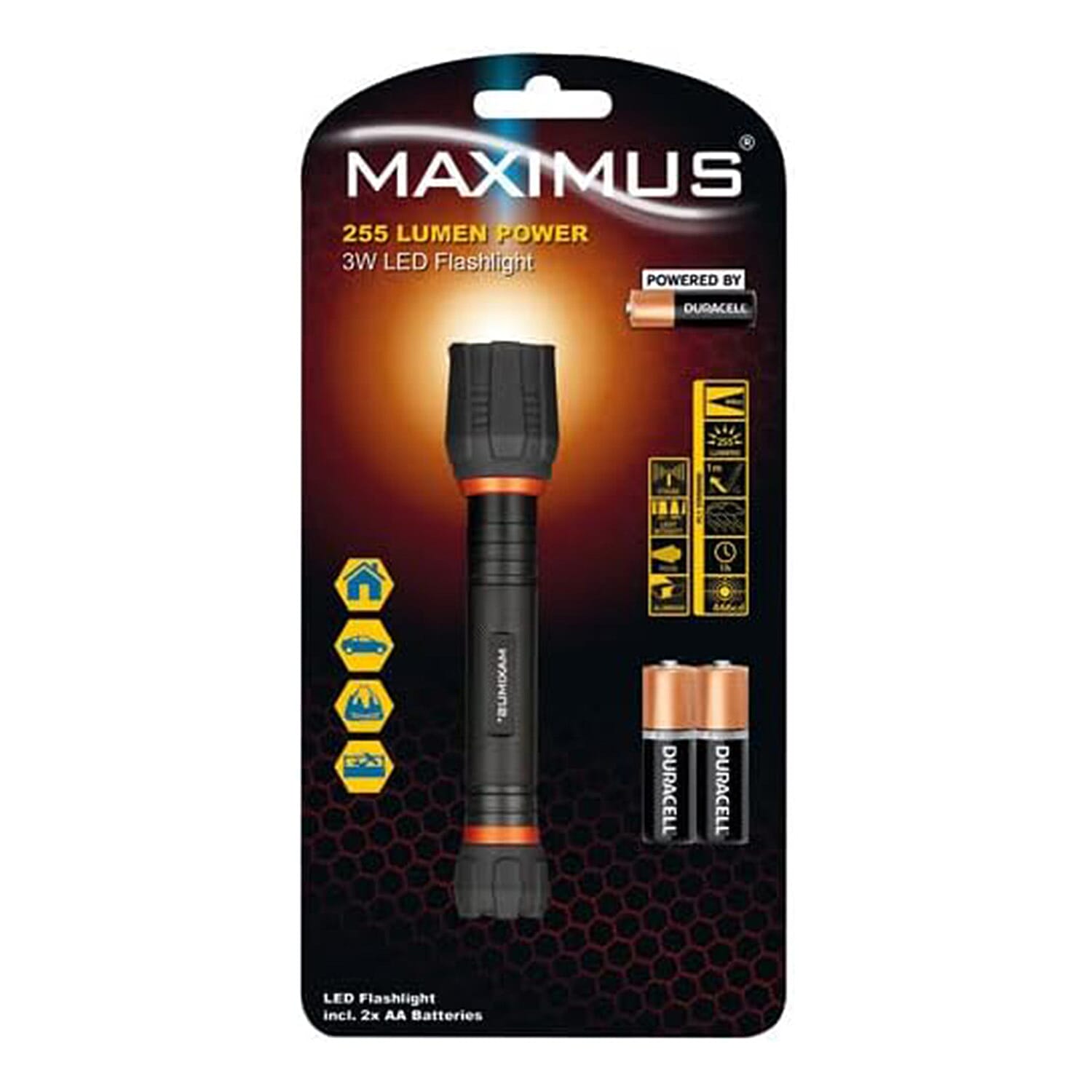 3W LED Flashlight 255 Lumen Power (4 light modes) (Duracell Batteries inc.)