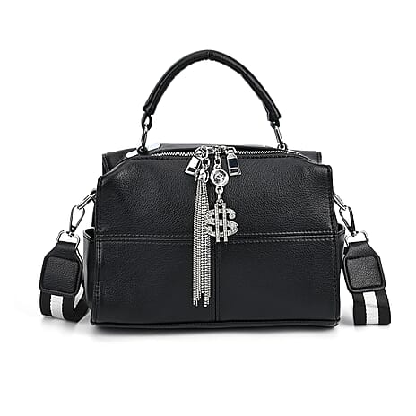 Sally Sizzler - Leatherette Crossbody Bag with Tassel - Dollar Accessories - Black