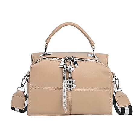 Leatherette Crossbody Bag with Tassel - Dollar Accessories - Khaki