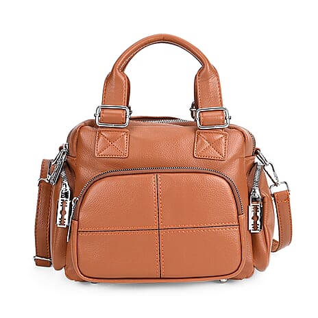 Leathertte Crossbody Bag with Multipocket - Tan
