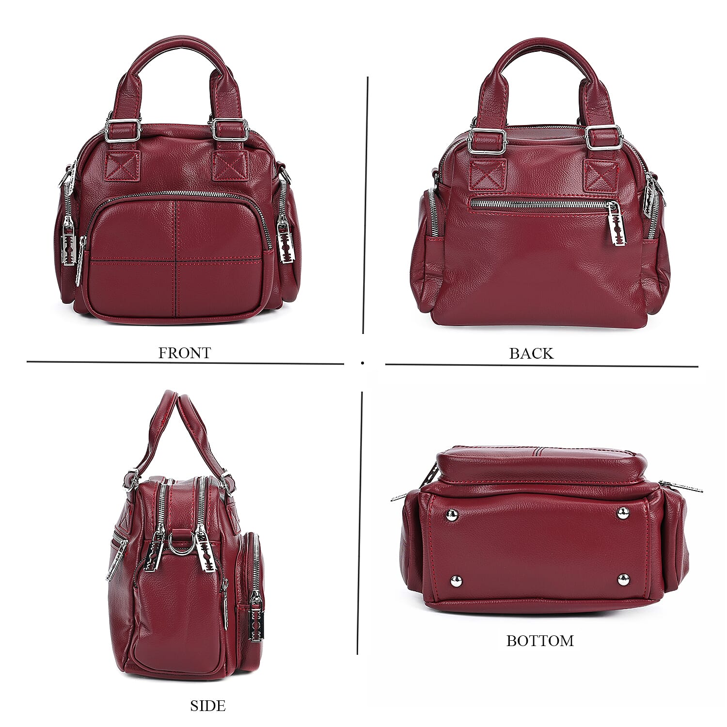 Leathertte Crossbody Bag with Multipocket - Burgundy