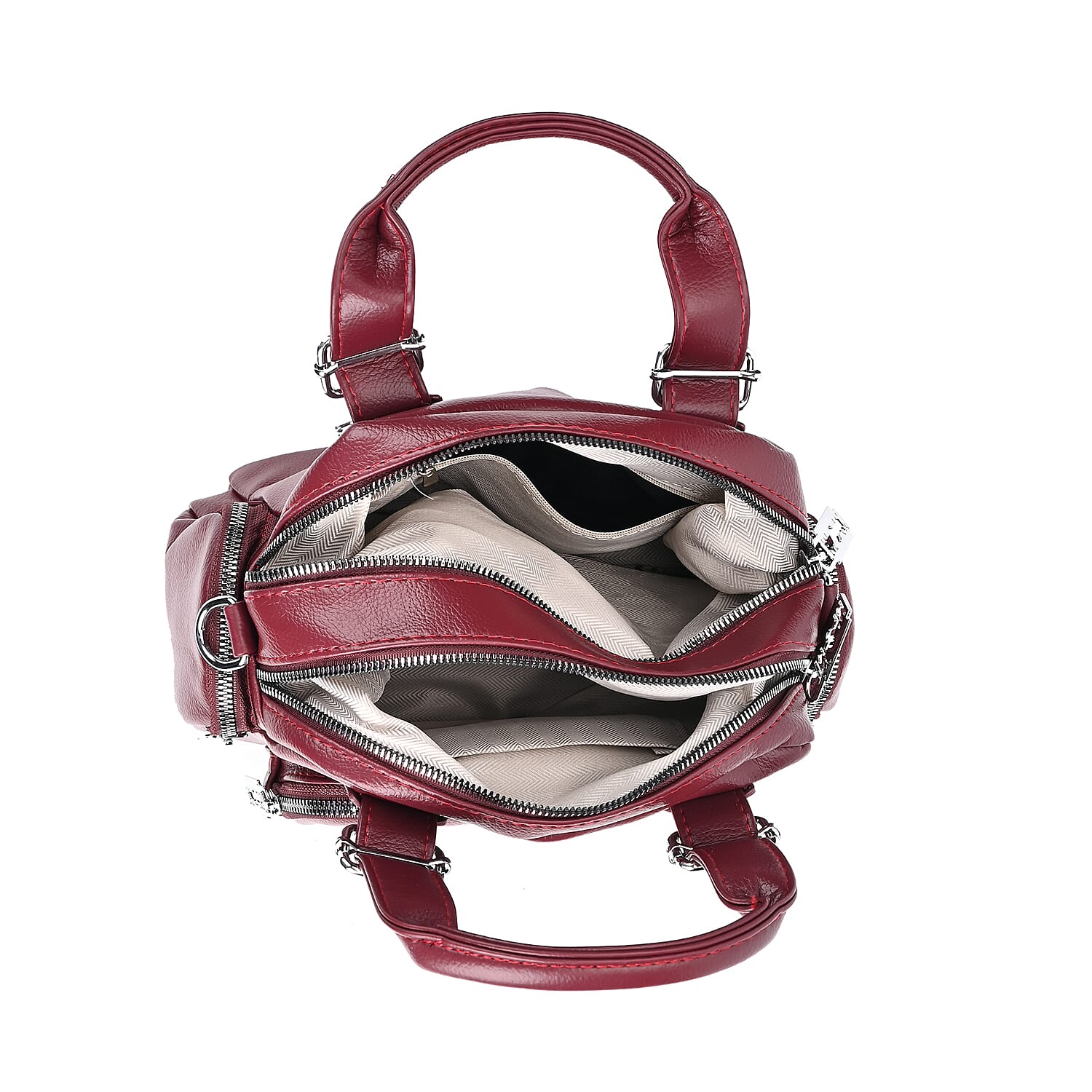 Leathertte Crossbody Bag with Multipocket - Burgundy