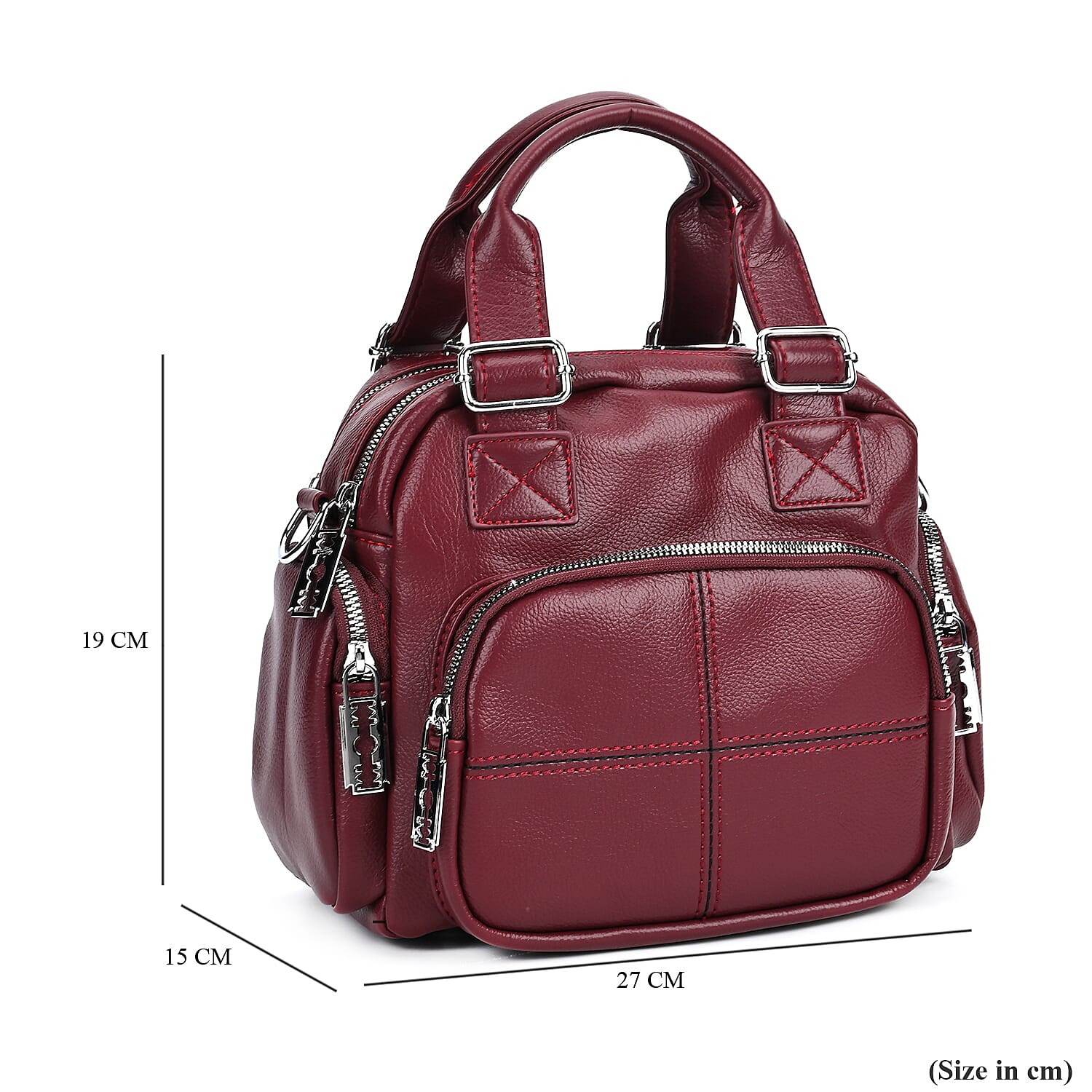 Leathertte Crossbody Bag with Multipocket - Burgundy