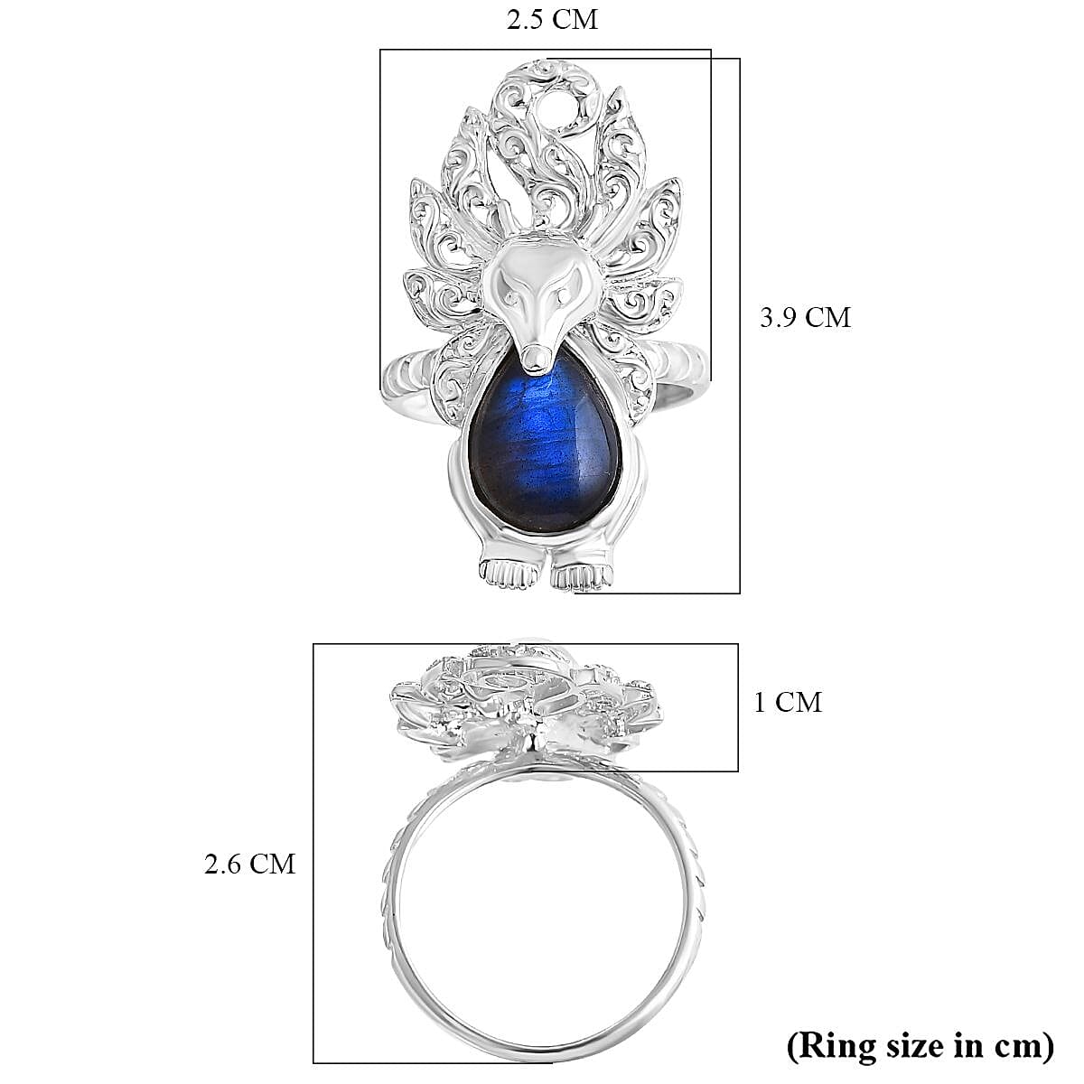 Royal Bali Collection - Labradorite Ring Sterling Silver 6.50 Ct