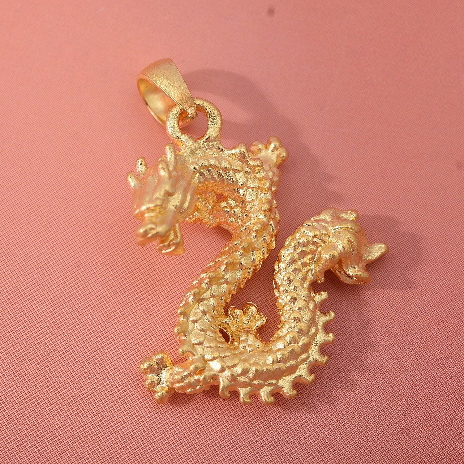 24K (99.99% Purity) Yellow Gold Large Dragon Pendant