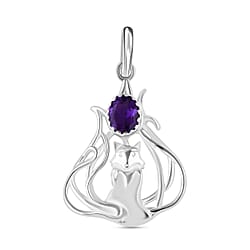 African Amethyst Solitaire Pendant in Sterling Silver