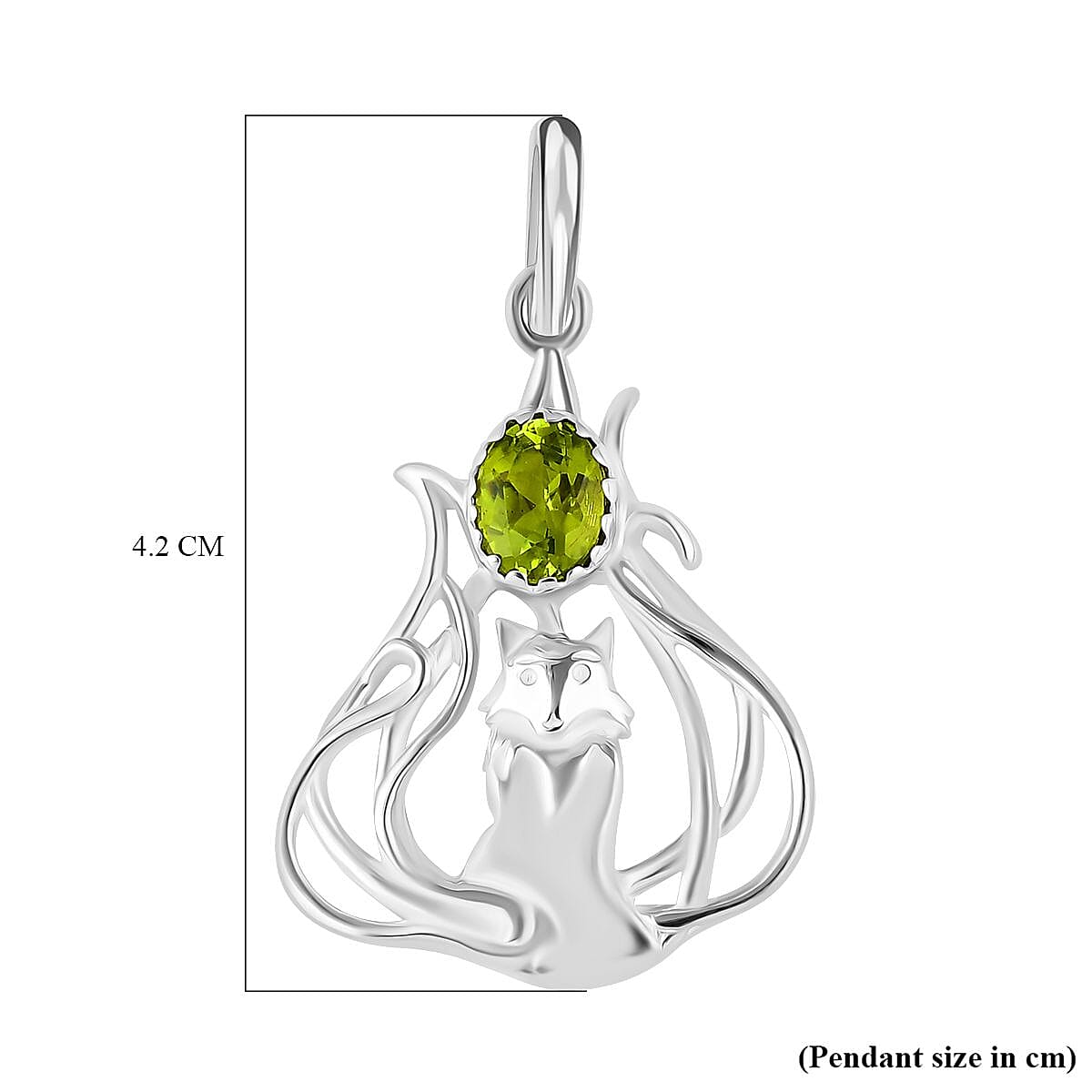 Peridot Pendant in Sterling Silver 1.70 Ct.