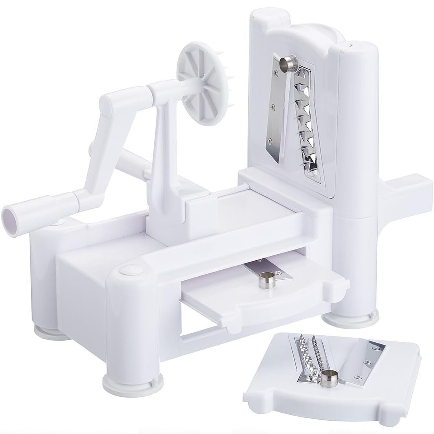 Spiralizer - Veg and Fruit - 3 Cutting Blades - Ribbons and Noodles  - White