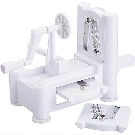 Spiralizer - Veg and Fruit - 3 Cutting Blades - Ribbons and Noodles  - White