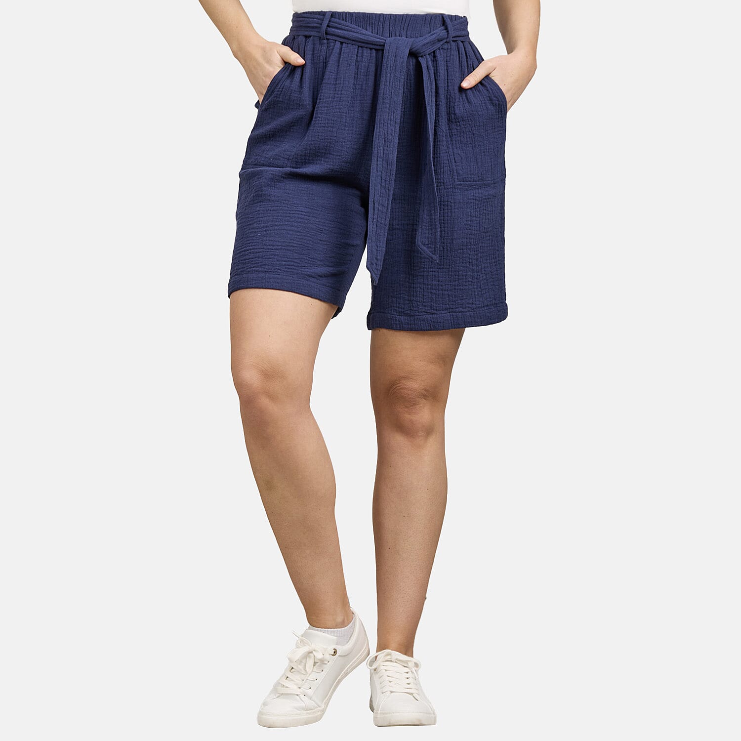 Mudflower Cotton Woven Short (Size 1x1 cm) - Navy