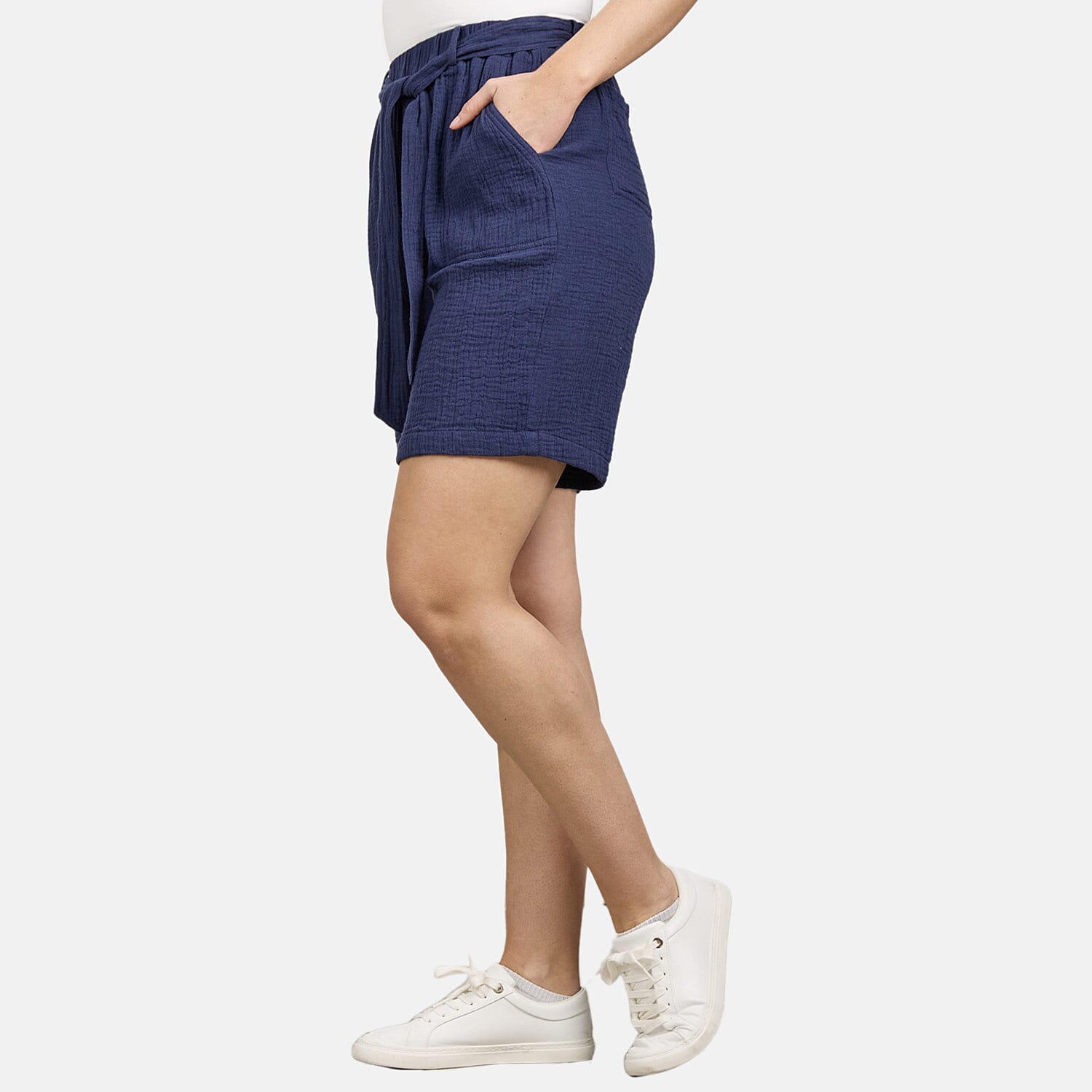 Mudflower Cotton Woven Short (Size 1x1 cm) - Navy