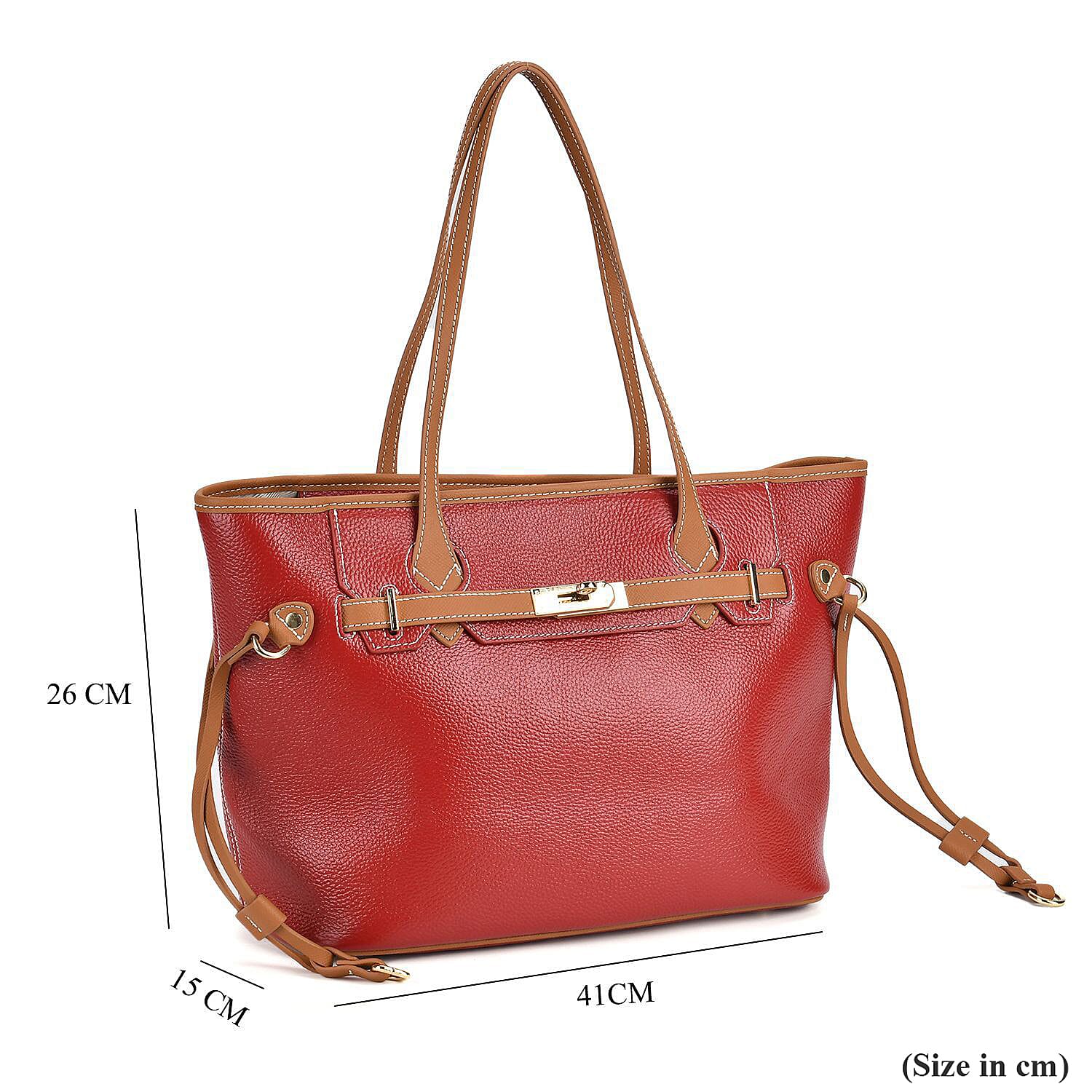 Genuine Leather Tote Bag- Burgundy Genuine Leather Tote Bag- Burgundy