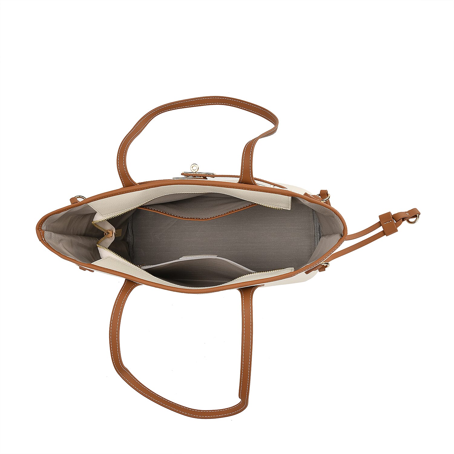 Genuine Leather Tote Bag - Cream