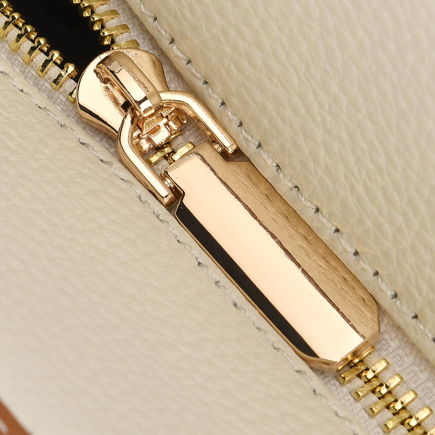 Genuine Leather Tote Bag - Cream