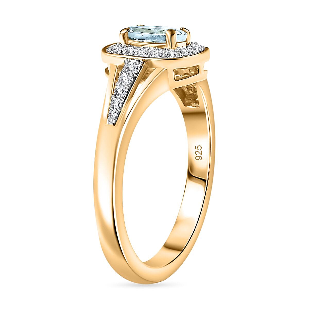 Santamaria Aquamarine & Natural Zircon Ring in 18K Vermeil Yellow Gold Plated Sterling Silver