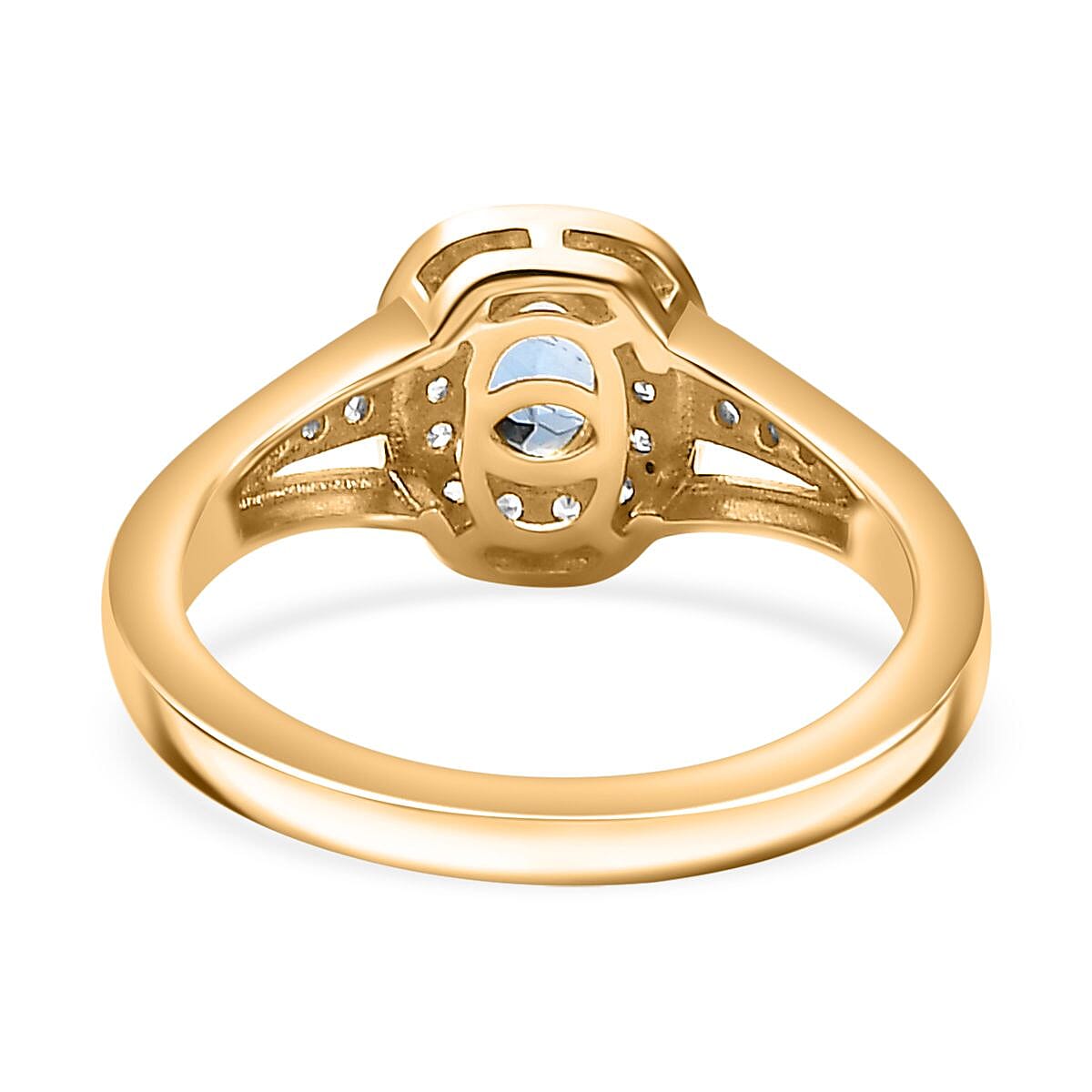 Santamaria Aquamarine & Natural Zircon Ring in 18K Vermeil Yellow Gold Plated Sterling Silver