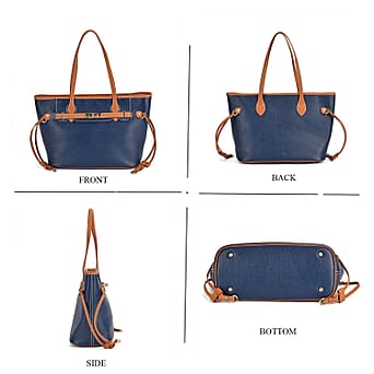 https://tjcuk.sirv.com/Products/78/4/7844656/Leather-Patterned-Tote-Bag-Size-41x15x26-cm-Navy-Brown_7844656_3.jpg?w=342&h=342
