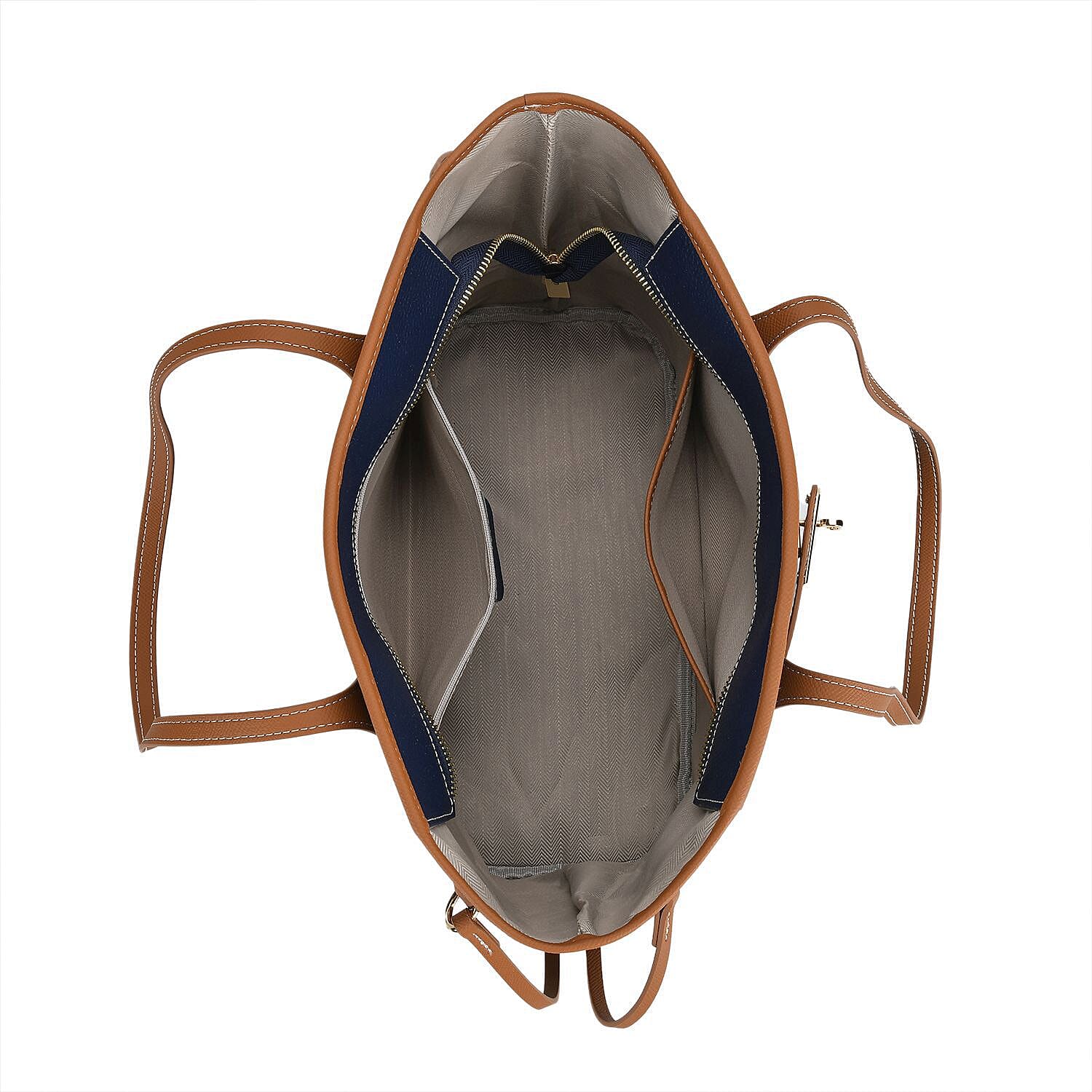 Genuine Leather Tote Bag - Navy