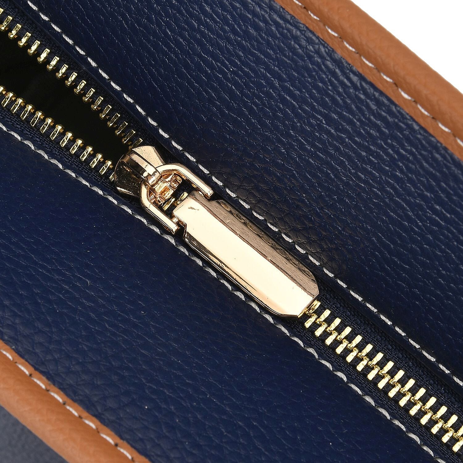 Genuine Leather Tote Bag - Navy