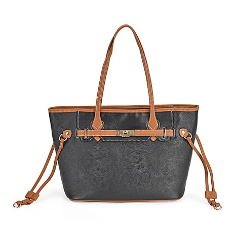 Genuine Leather Tote Bag - Black