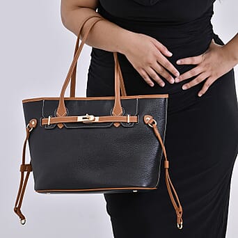 https://tjcuk.sirv.com/Products/78/4/7844657/Leather-Patterned-Tote-Bag-Size-41x15x26-cm-Black-Brown_7844657_2.jpg?w=342&h=342