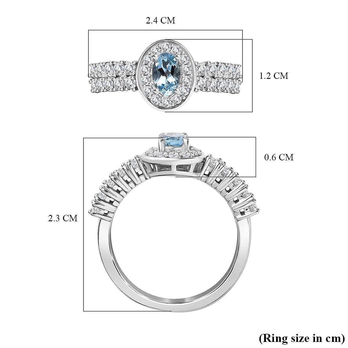 Santamaria Aquamarine & Zircon Ring in Rhodium Overlay Sterling Santamaria Aquamarine & Zircon Ring in Rhodium Overlay Sterling