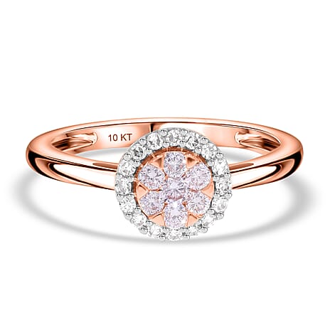 9K Rose Gold SGL Certified VS Natural Pink Diamond and White Diamond I1-I2 Ring 0.35 Ct.