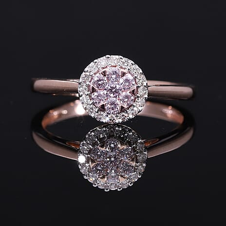 9K Rose Gold SGL Certified Natural Pink Diamond and White Diamond Ring 0.35 Ct.